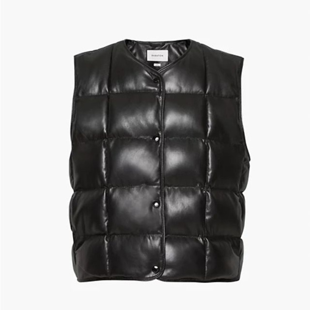Aritzia Babaton Altman Faux Leather Vest Size M in Black